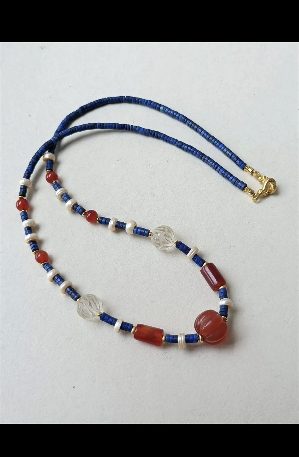 Agate, Pearl & Lapis Design Necklace