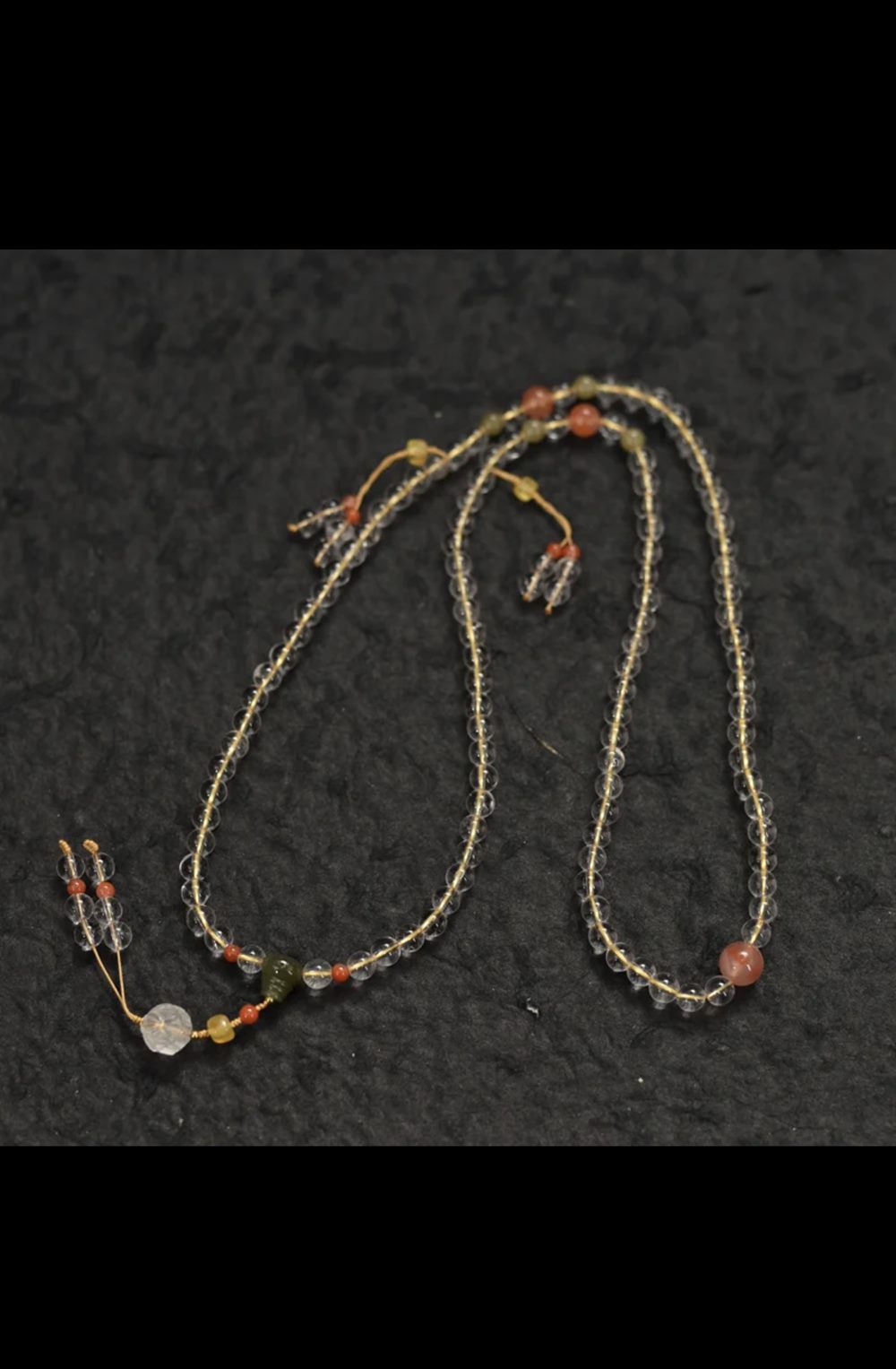 Clear Quartz 108-Bead Mala Necklace detail