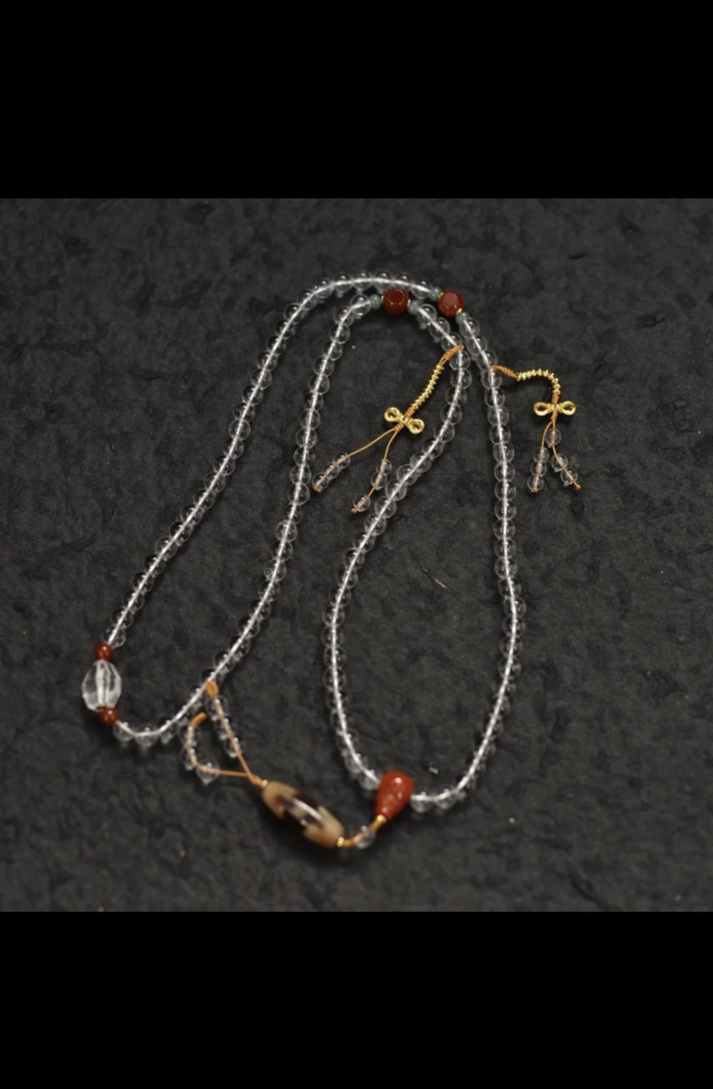 Clear Quartz 108-Bead Mala Necklace in scene