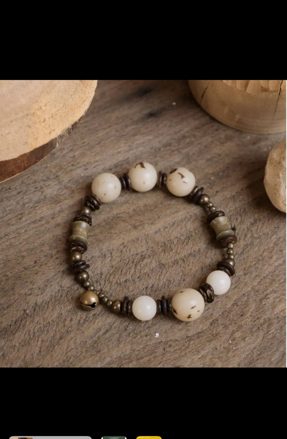 Tiger-Stripe Seed & Bamboo-Joint Bracelet detail