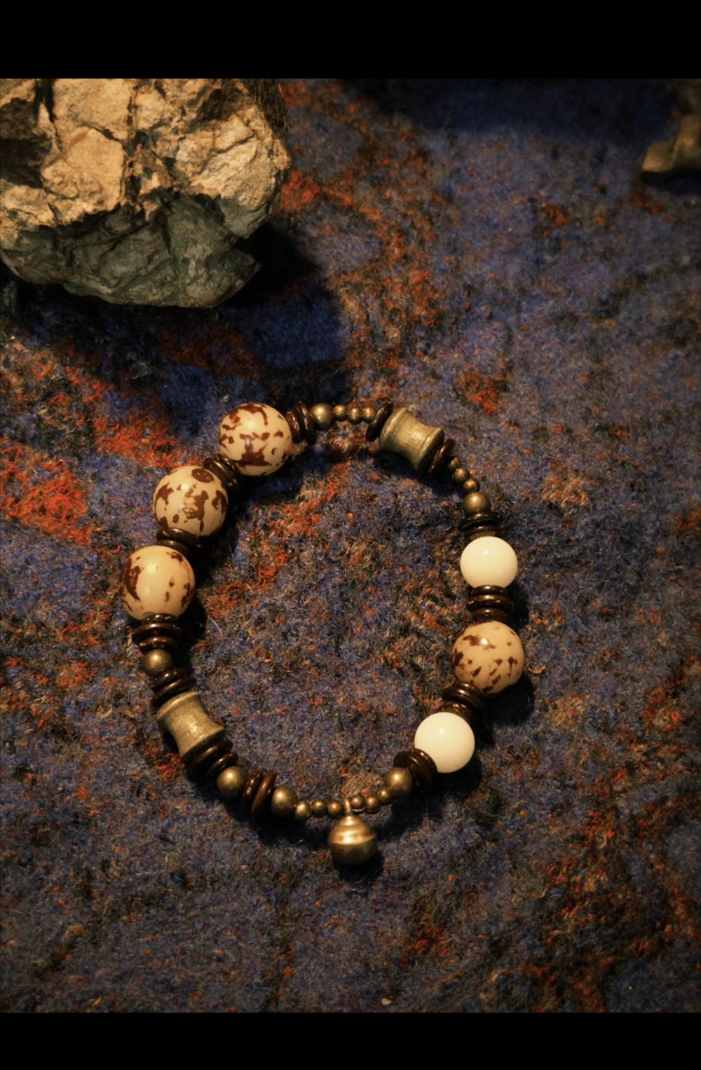 Tiger-Stripe Seed & Bamboo-Joint Bracelet
